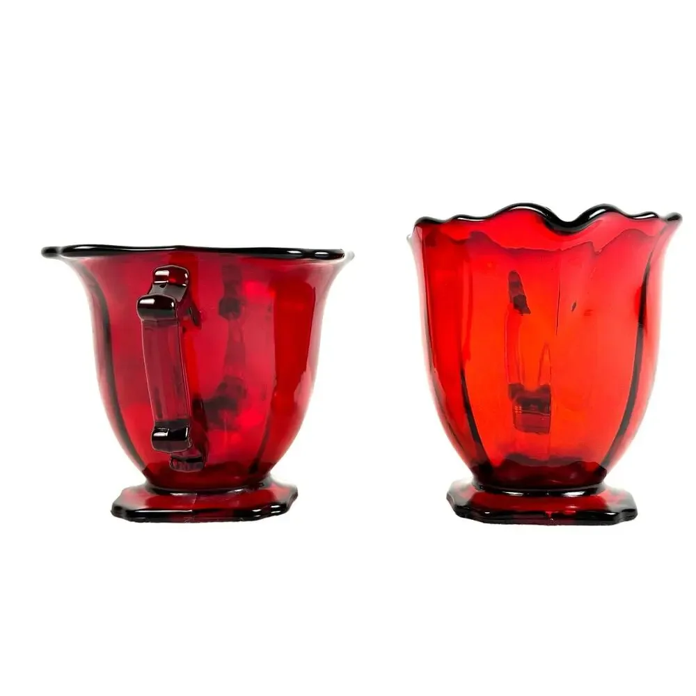 Imperial Hazen 760 Ruby Red 1930's Open Sugar and Creamer Set-Mint Condition